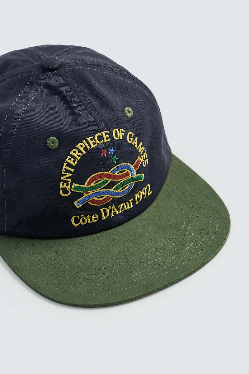EMBROIDERED FLAT VISOR CAP