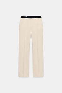 CONTRAST WAIST STRAIGHT LEG PANTS