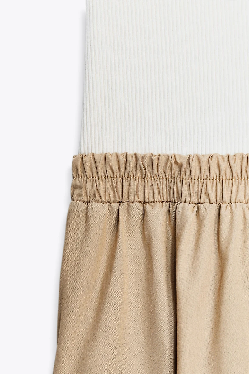 COMBINED POPLIN MIDI DRESS