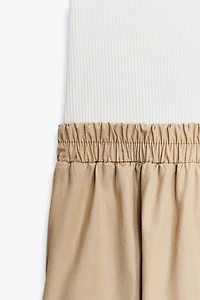 COMBINED POPLIN MIDI DRESS