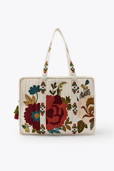 SAC MATELASSÉ BRODERIES FLEURS