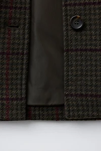 WOOL BLEND PLAID CLOTH COAT