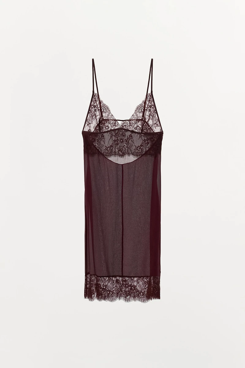 COMBINATION LACE MINI DRESS