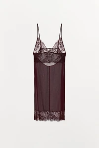 COMBINATION LACE MINI DRESS