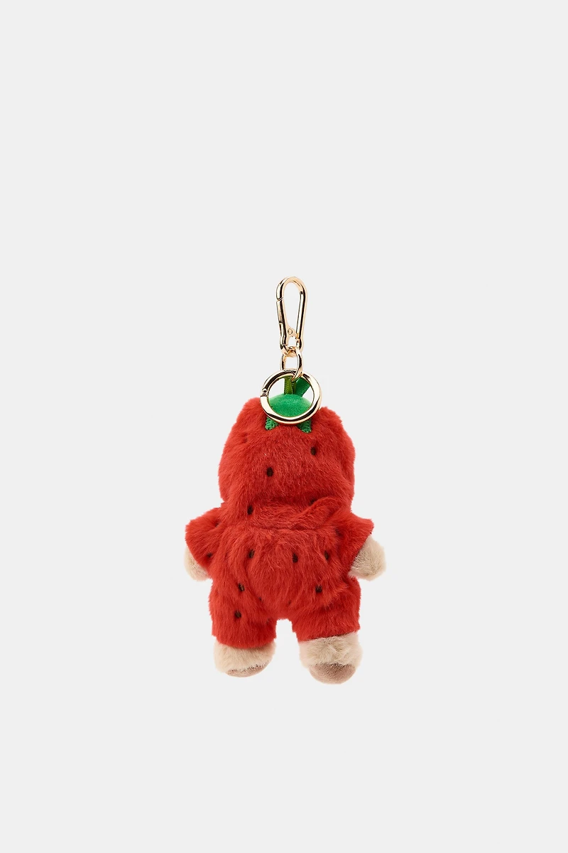 STRAWBERRY TEDDY BEAR CHARM KEYCHAIN