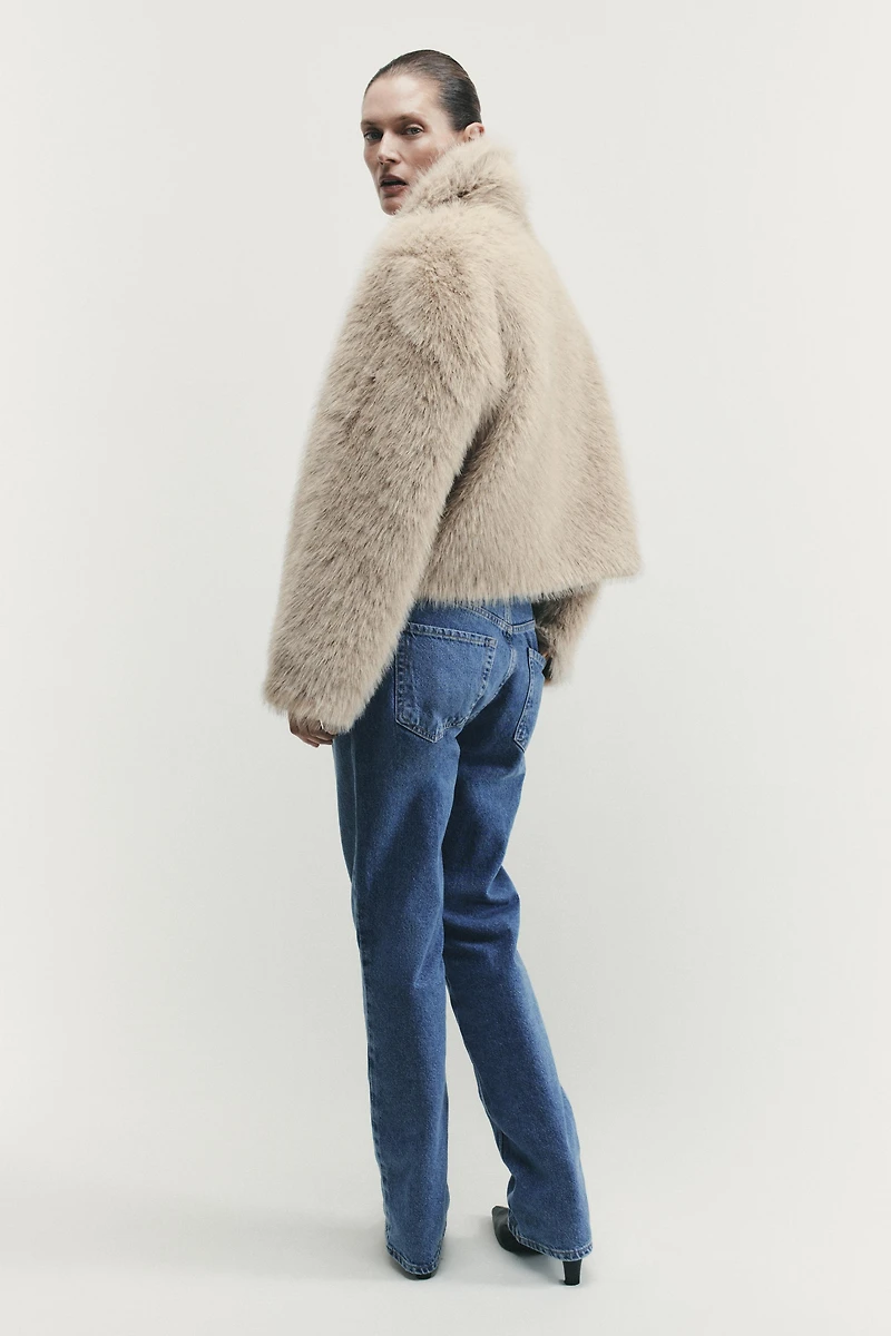 VESTE DOUBLE FACE EFFET FOURRURE