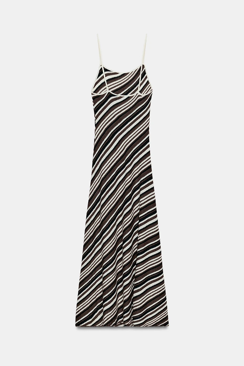 RUSTIC STRIPED MIDI DRESS