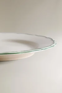 EARTHENWARE DINNER PLATE WITH CONTRASTING RIM