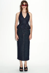 Z1975 HALTER BALLOON DENIM TOP