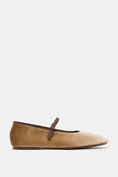 VELVET EFFECT BALLET FLATS