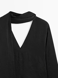 V-neckline blouse with tie detail - STUDIO