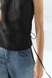 100% linen surplice halter top