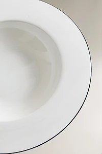 BONE CHINA SOUP PLATE WITH BLACK RIM