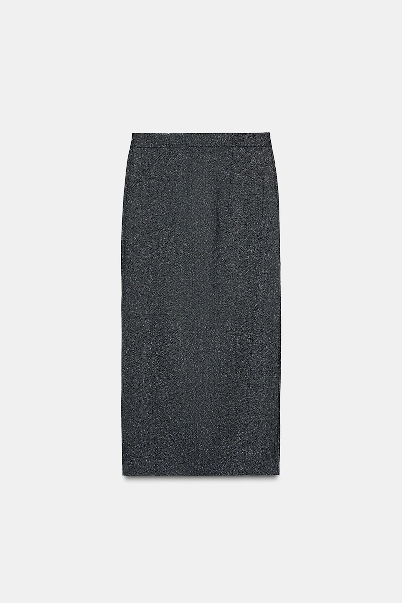 HEATHERED PENCIL MIDI SKIRT