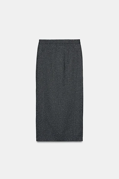 HEATHERED PENCIL MIDI SKIRT