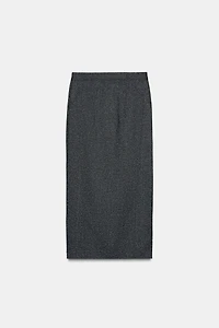 HEATHERED PENCIL MIDI SKIRT
