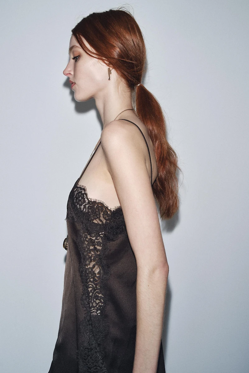 SATIN EFFECT LACE TOP ZW COLLECTION