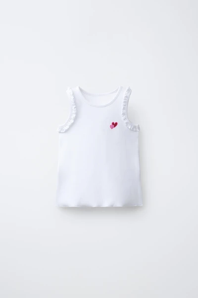 T-SHIRT CÔTELÉ SANS MANCHES BRODÉ