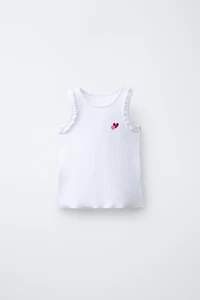 T-SHIRT CÔTELÉ SANS MANCHES BRODÉ