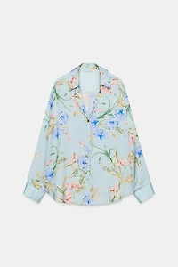 FLORAL PRINT SATIN EFFECT SHIRT