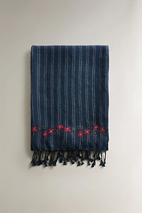STRIPED AND FLORAL PAREO BEACH TOWEL