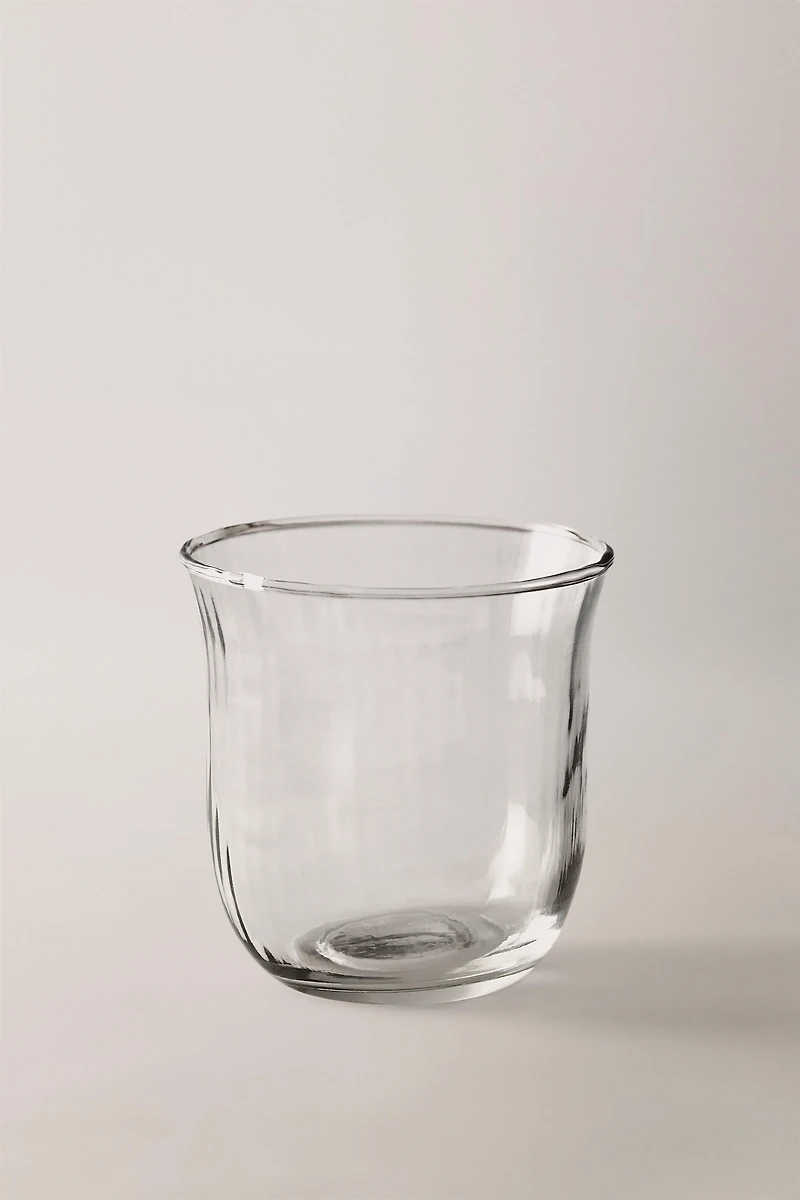 FACETED RAISED DESIGN GLASS TUMBLER