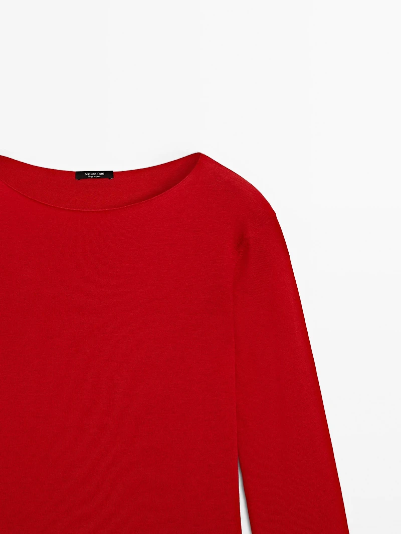 Pull laine à col bateau