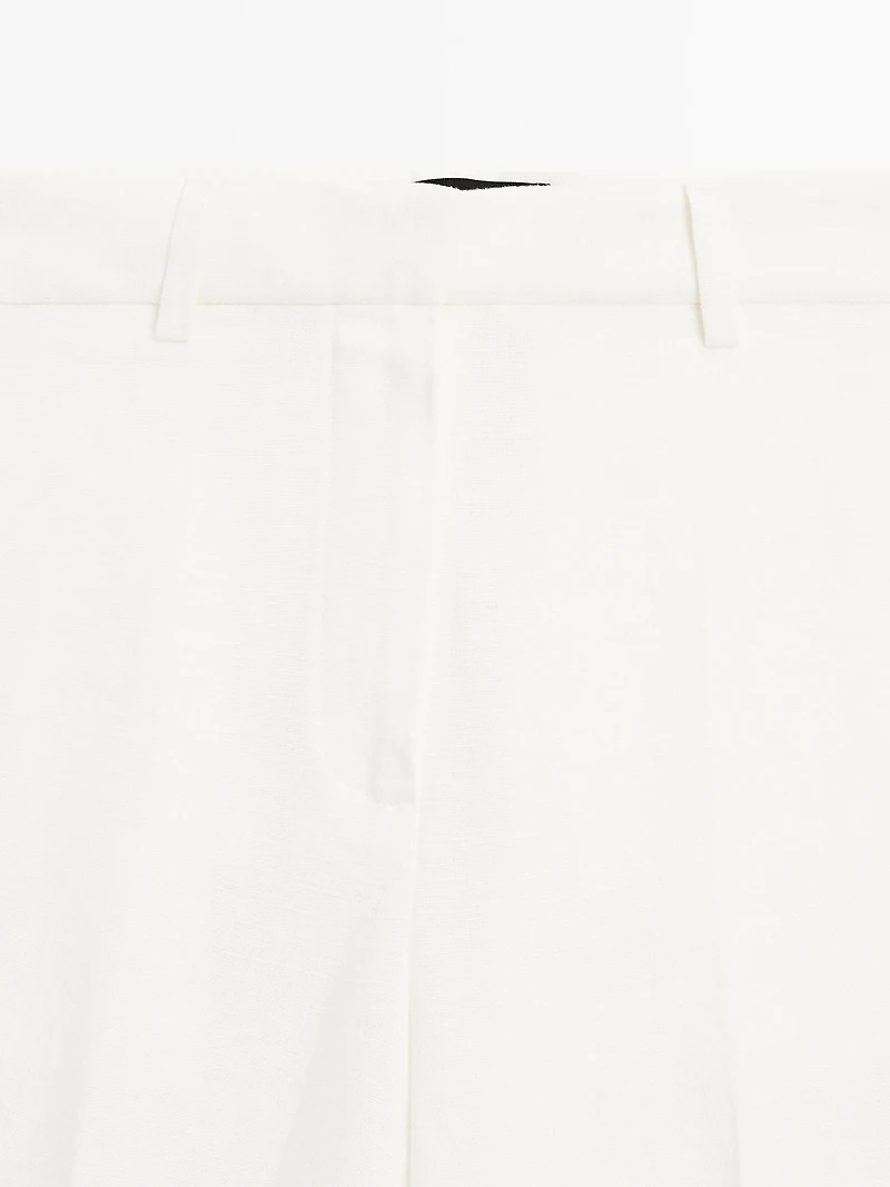 Pantalon de tailleur droit 100 % lin