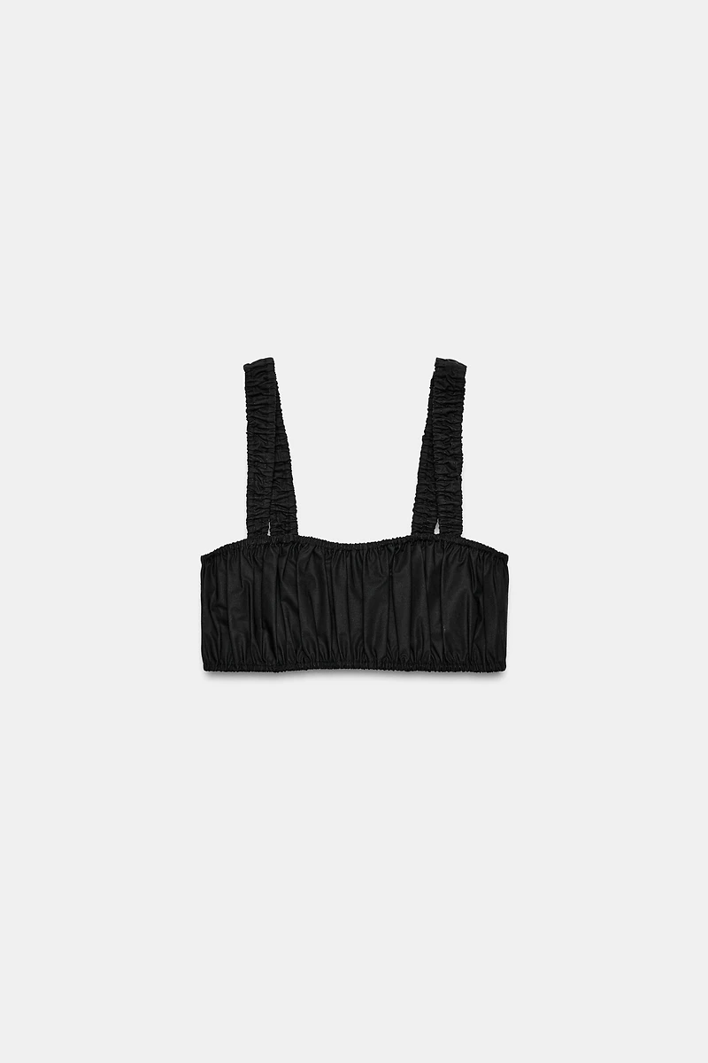 POPLIN RUCHED CROP TOP