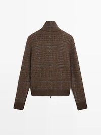 Veste à carreaux en maille de laine d’alpaga