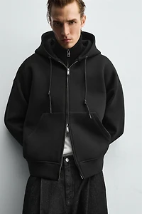 NEOPRENE EFFECT HOODIE SWEATSHIRT