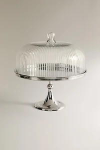 METAL GLASS CAKE DISH
