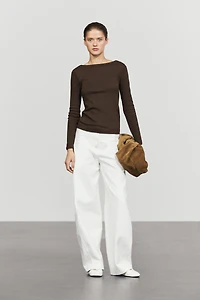 Long Sleeve Boat Neck T-shirt