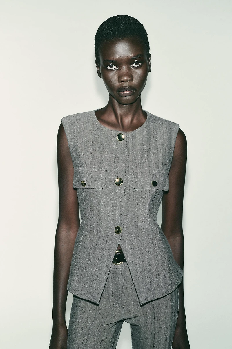 HERRINGBONE FLARED VEST