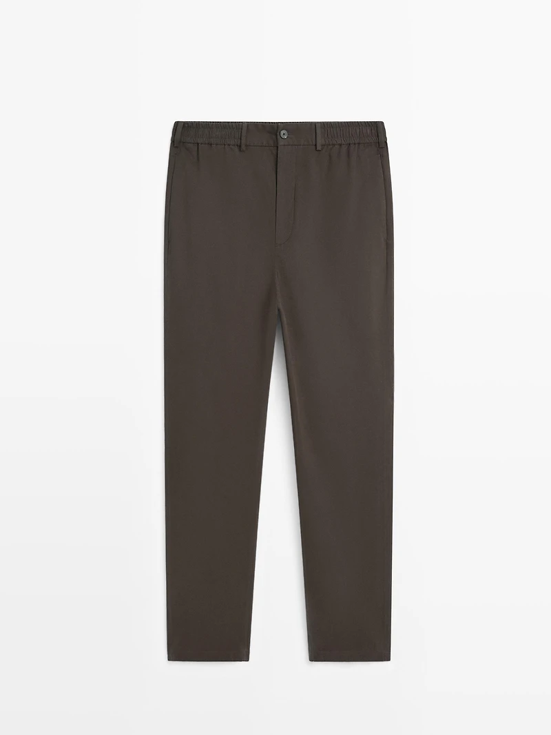 Cotton blend jogger fit trousers