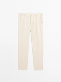 100% linen tapered fit trousers