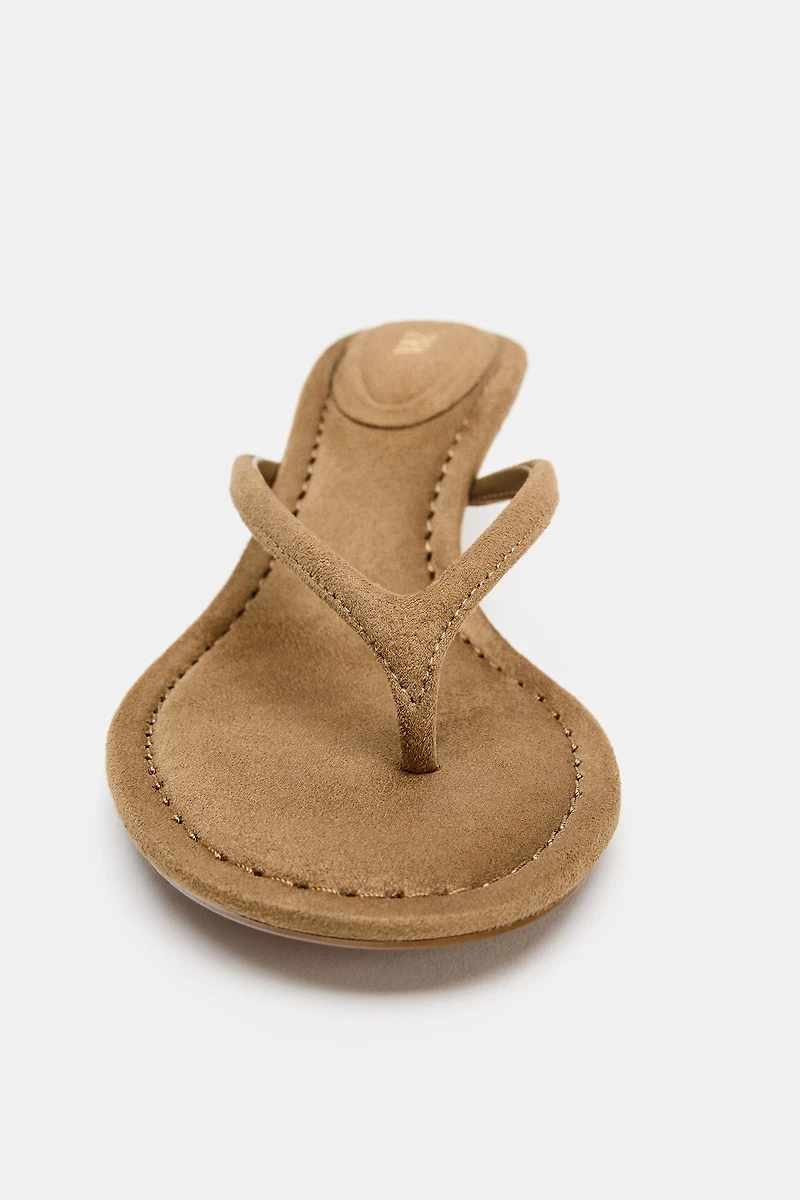 SUEDE-EFFECT HEELED SANDALS