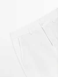 Pantalon tappered fit en coton et lin