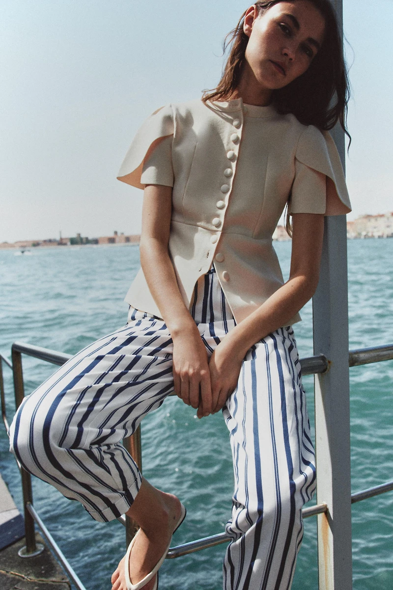 PUFF SLEEVE CARDIGAN WITH SLITS