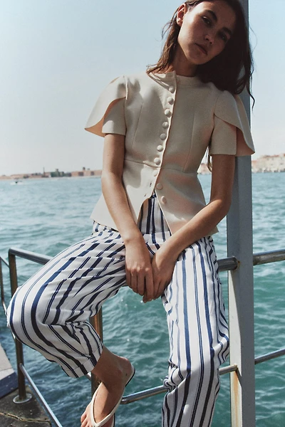 PUFF SLEEVE CARDIGAN WITH SLITS