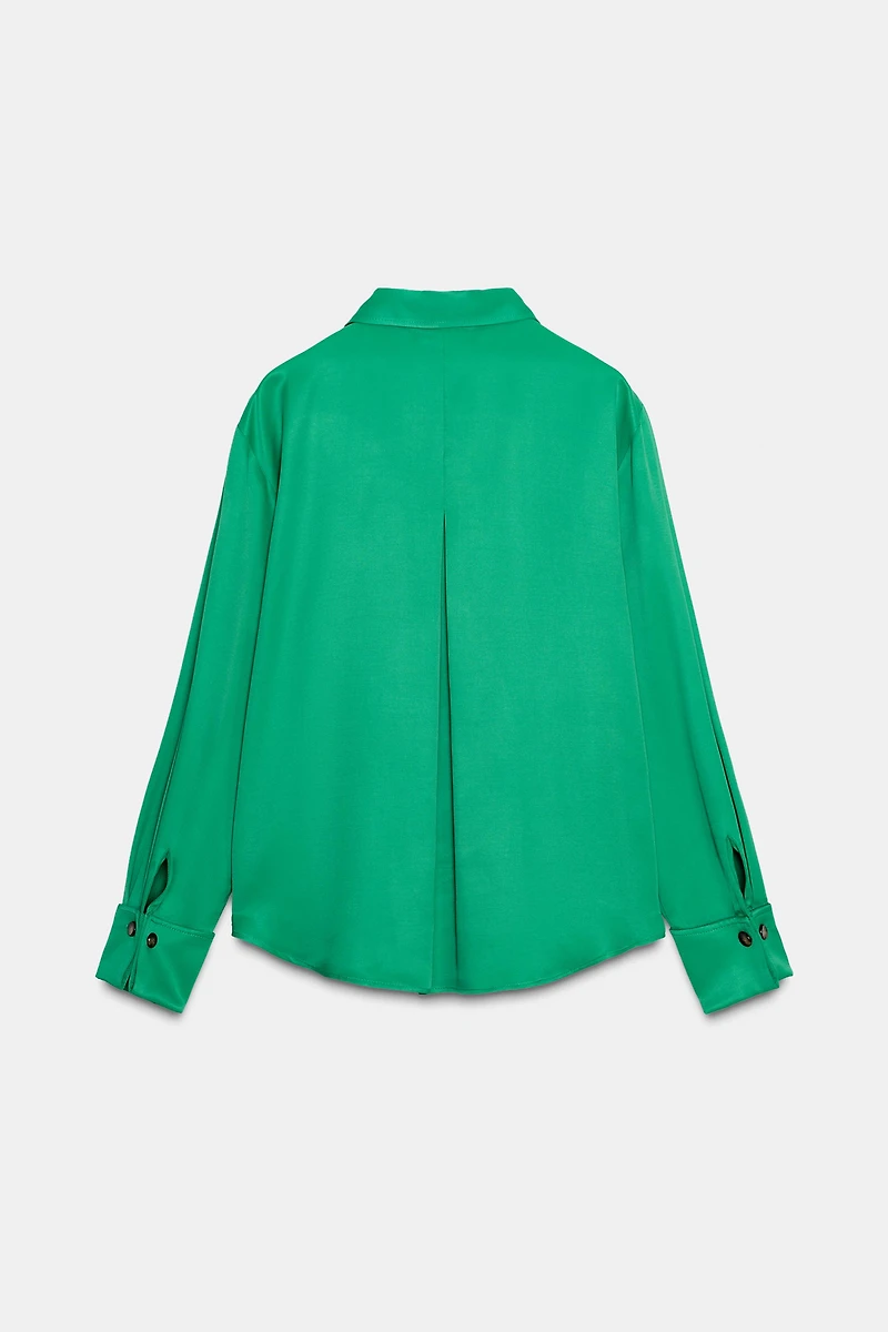 CHEMISE SATINÉE À POCHE