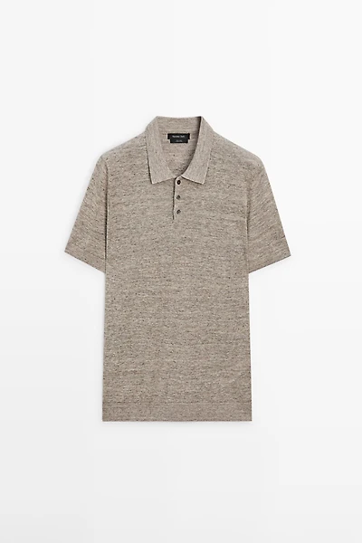 100% linen melange polo shirt