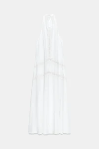 COMBINATION LINEN MIDI DRESS