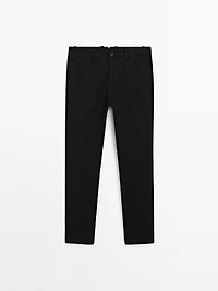 Slim fit textured trousers