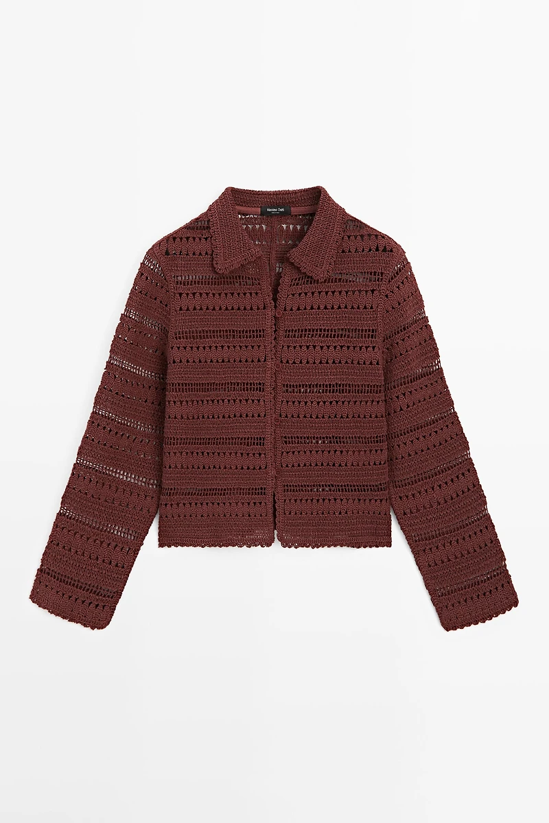 Short cotton crochet jacket