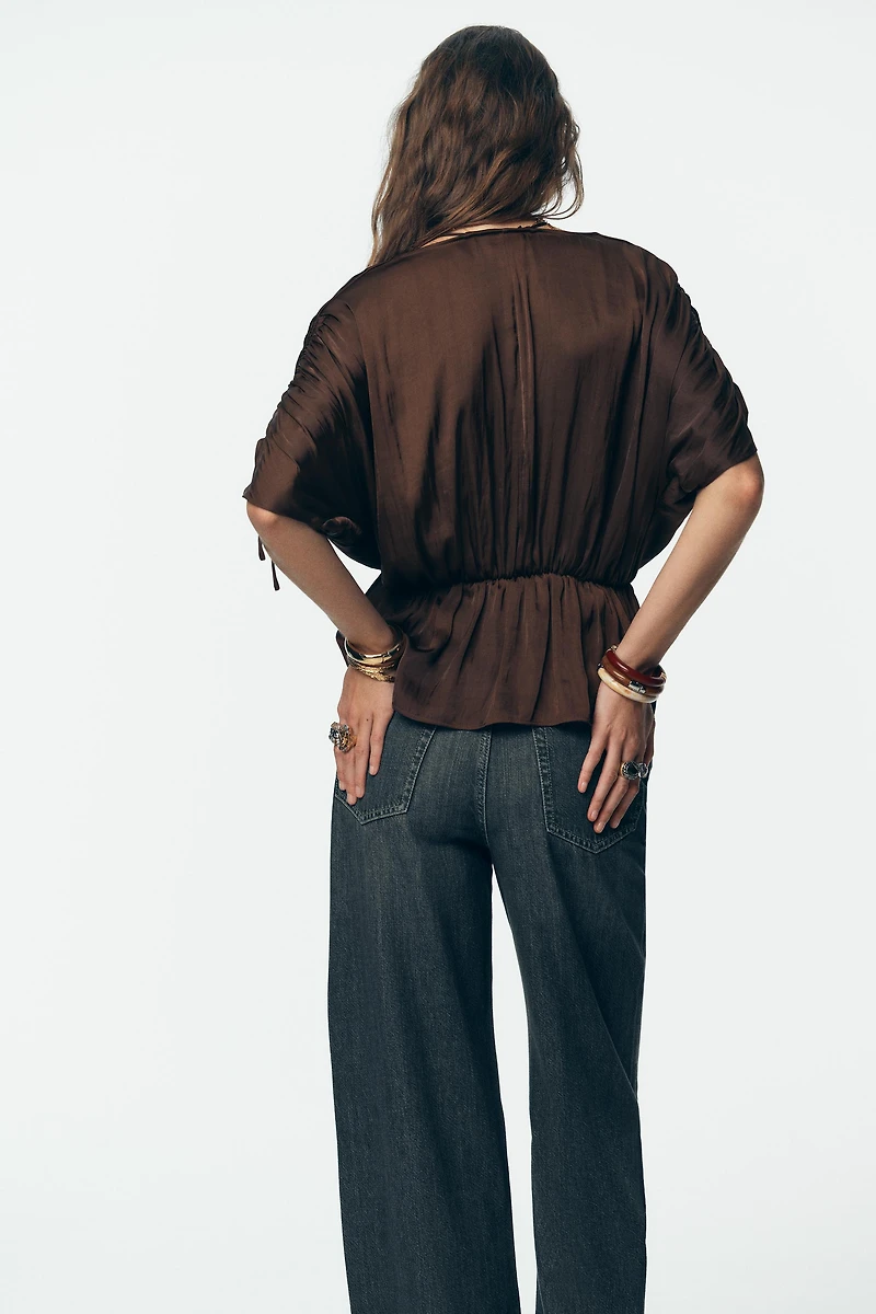 RUCHED SATIN EFFECT BLOUSE