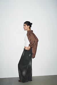 WASHED EFFECT RIPPED FLEECE PANTS