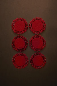 LOT DE SOUS-VERRES EN FEUTRE FLOCON DE NEIGE NOËL (LOT DE 6)