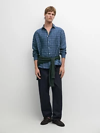 100% linen regular fit check shirt