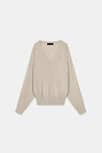WOOL BLEND V-NECK SWEATER